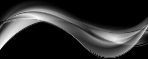 Abstract dark grey smooth glossy waves background vector