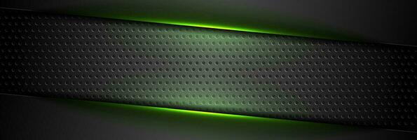 Futuristic technology background with green glowing lines vector