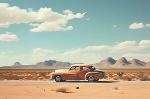 Shot of a classic car on route 66 photo