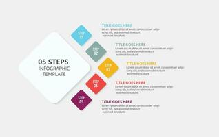 Five 5 Steps Options Square Business Infographic Template Design vector