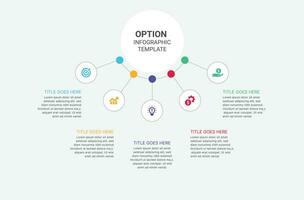 cinco 5 5 pasos opciones circulo negocio infografía modelo diseño vector