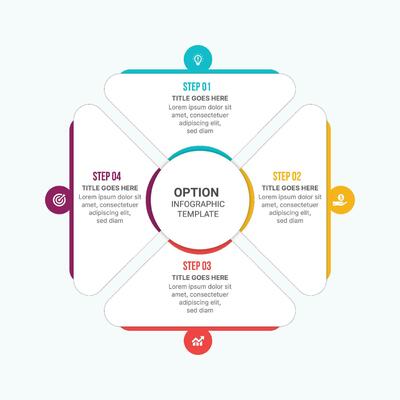4 Options Steps Quarterly Timeline Infographic Template Design