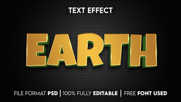 tierra 3d editable texto efecto psd