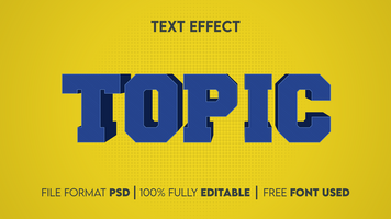 Topic text effect with yellow background psd