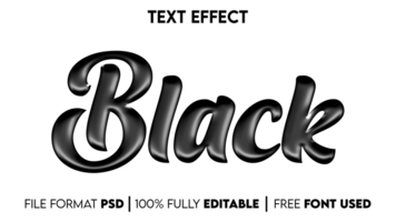 Black editable text effect with white background psd