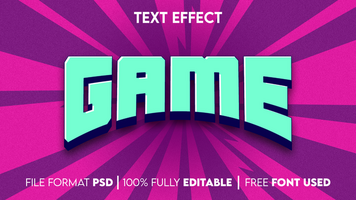 game text effect with pink background psd