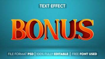Bonus text effect with blue background psd