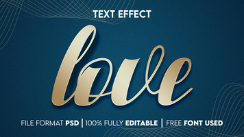 Love text effect with blue background psd
