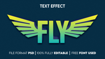 Fly text effect with Blue background psd