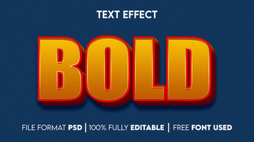 Bold text effect with blue background psd