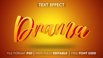 Drama text effect with yellow background psd