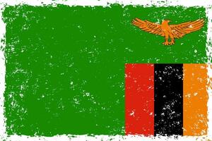 Zambia flag in grunge distressed style vector