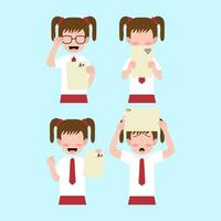 Set Of Indonesian Elementary Student Got Good And Bad Score vector