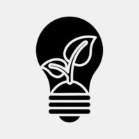 Icon eco bulb. Ecology and environment elements. Icons in glyph style. Good for prints, posters, logo, infographics, etc. vector