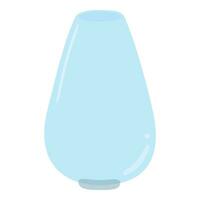 Cute transparent blue glass flower vase, jar. Isolated on white background, flat design, EPS10 vector