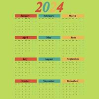 happy new year, 2024 calendar, simple calendar template vector