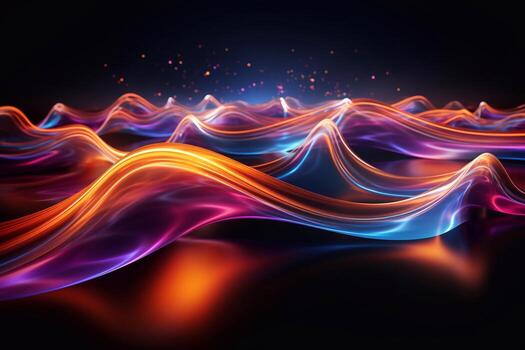 Vibrant Illumination Abstract Background with Dynamic Neon Waves Generative AI photo