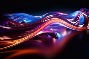 Neon Dance Symphony Abstract Waving Lights Creating Visual Magic Generative AI photo
