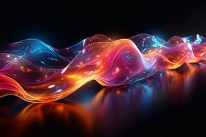 Radiant Neon Flow Abstract Visual Symphony with Vibrant Waves Generative AI photo