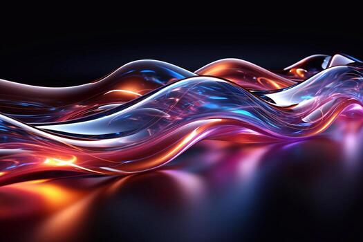 Dynamic Neon Enchantment Abstract Background Alive with Dancing Waves Generative AI photo