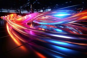 Electric Rhythms Abstract Neon Waves Dancing on Visual Canvas Generative AI photo