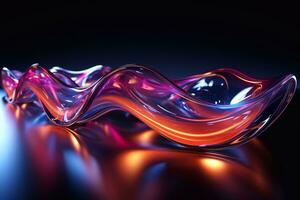 Energetic Light Fusion Abstract Visual Harmony with Neon Waves Generative AI photo