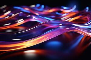 Dynamic Neon Flow Abstract Background with Dancing Lights Generative AI photo