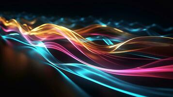 Radiant Rhythms Abstract Neon Wave Background in Motion Generative AI photo