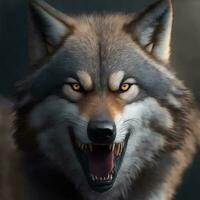 angry grinning wolf illustration photo