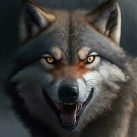 angry grinning wolf illustration photo