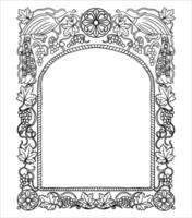 Frame with floral pattern black and white drawing vector