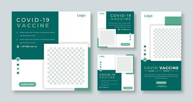 Covid-19 Vaccine Social Media Post for Online Marketing Promotion Banner, Story and Web Internet Ads Flyer vector