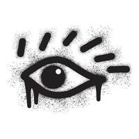 Eye icon graffiti with black spray paint vector