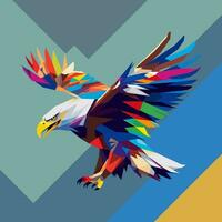 flying eagle with big wings drawn using WPAP art style, pop art, vector illustration.