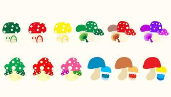 Collection big mushroom icon minimalistic style. set of mushroom. vector