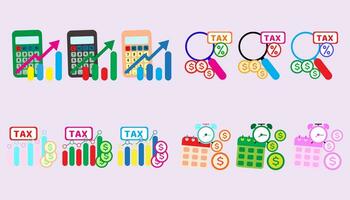 Collection Active icons for taxes, tax idea analysis and calculations.. set of Tax. vector