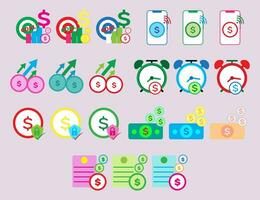 Collection  icon symbol about financial transactions anywhere. set of money income and expenses. vector