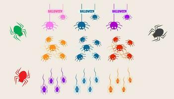Collection Halloween spiders and cobwebs.set of spiders halloween. vector