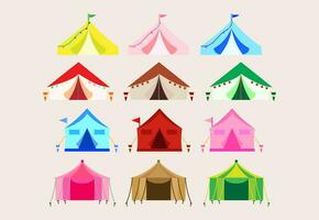 Collection icon camping travel tent equipment. set of camping tent. vector