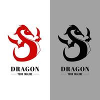 Dragon wing wyvern silhouette logo design. Winged dragon vector icon