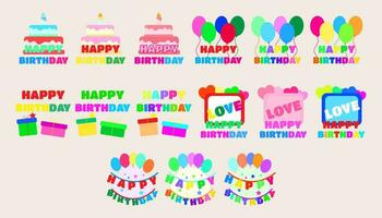 Collection Happy birthday words and colorful balloons.set of Happy birthday elements. vector