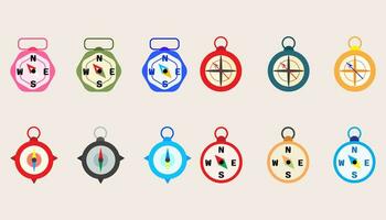 Collection compass tool,Navigation device.Compass object for navigation and orientation.Set of Compass. vector