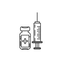 vacuna y inyección contorno icono vector