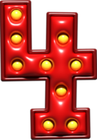 Shiny Red 3D Number 4 png