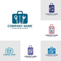 Set of Mechanic Suitcase logo design vector. Suitcase logo design template concept vector