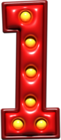 Shiny Red 3D Number 1 png