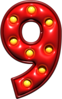 Shiny Red 3D Number 9 png