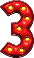 Shiny Red 3D Number 3 png