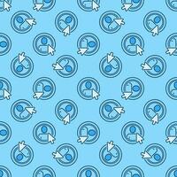 Mouse Cursor on Circle with Man vector Click blue seamless pattern