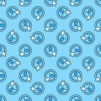 Mouse Cursor on Circle with Man vector Click blue seamless pattern